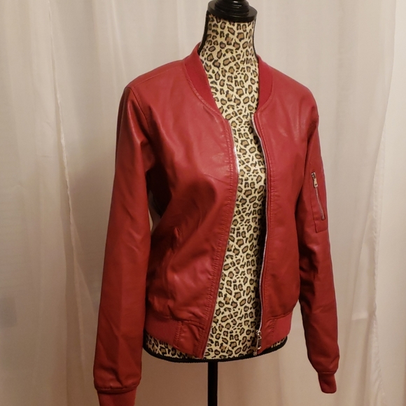 Blood Red Ci Sono by Cavalini Faux Leather Jacket - Picture 2 of 8